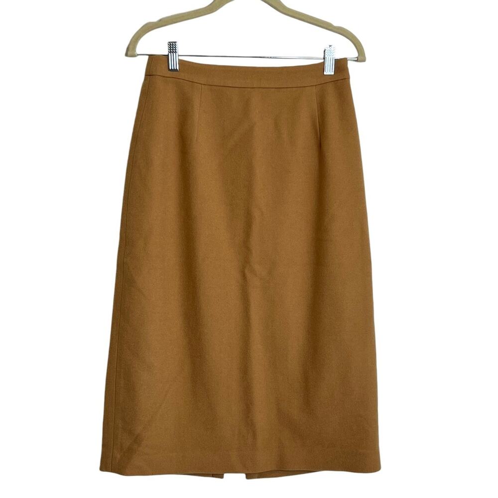 Ochirly Womens Wool Blend Pencil Skirt Kick Pleat Caramel Brown Size Large